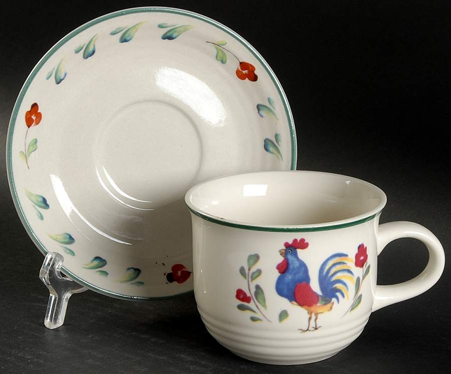 Provence (Rooster) Flat Cup & Saucer Set by International-1