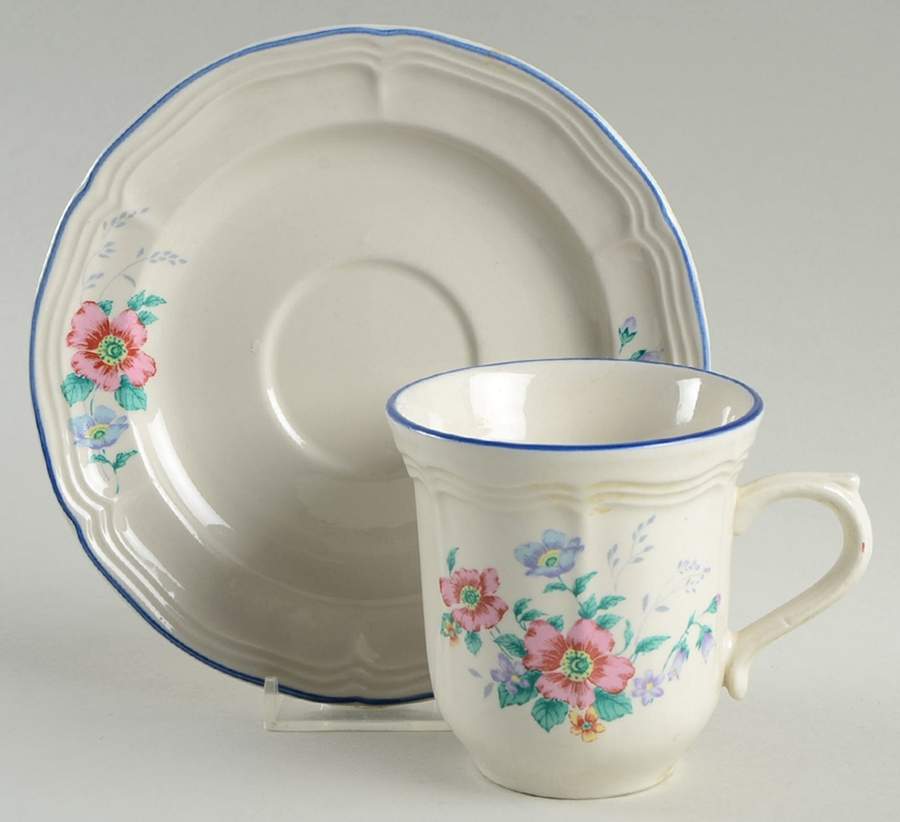 English Country Flat Cup & Saucer Set by International-1