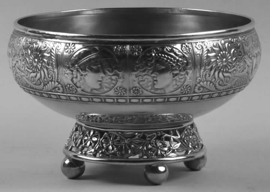 Assyrian Head (Silverplate, Hollowware) Small Footed Round Vegetable Bowl by International Silver-1