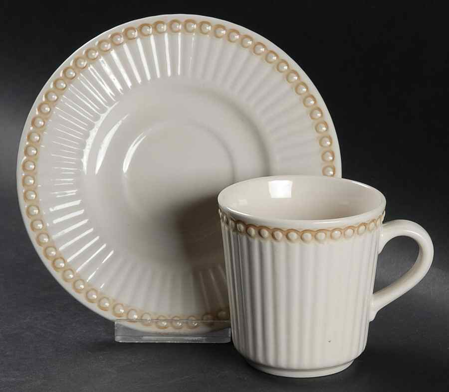 Precious Pearl Flat Cup & Saucer Set by International-1