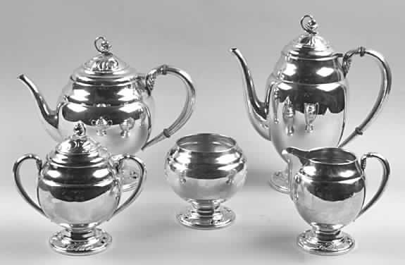 Spring Glory (Sterling, Hollow, C369) 5 Piece Tea Set (SCP, STP, SCR, SSU, SWB) by International Silver-1