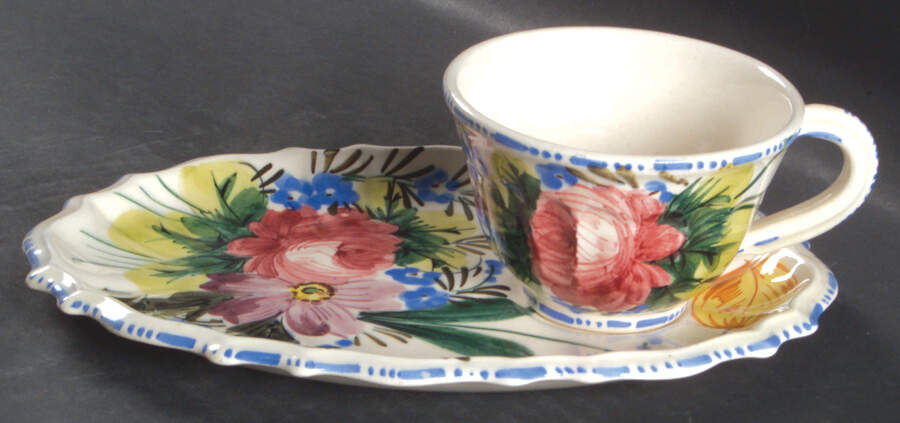 Nove Rose Snack Plate & Cup Set by Italy-1