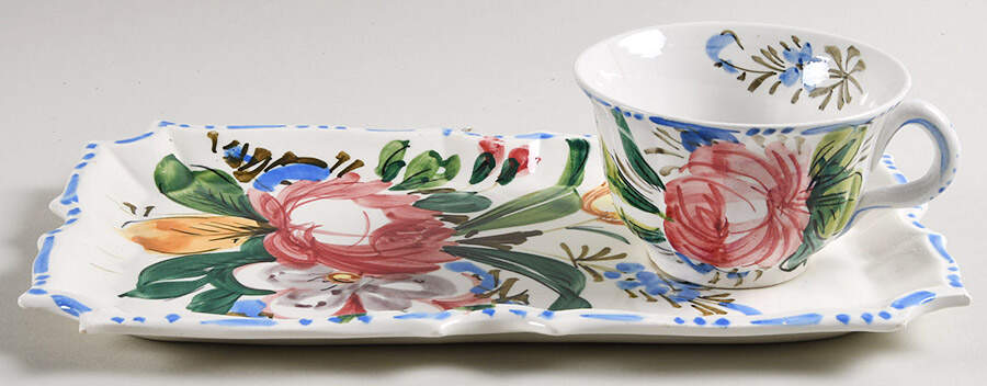 Nove Rose Snack Plate & Cup Set by Italy-1