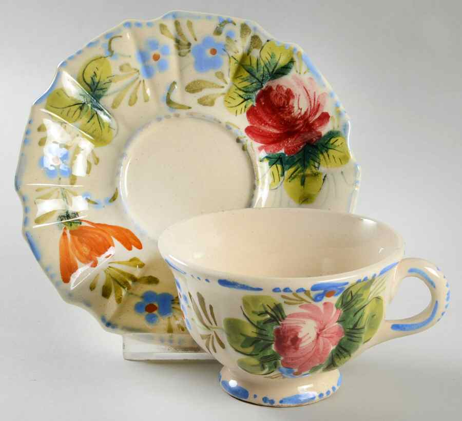 Nove Rose Footed Cup & Saucer Set by Italy-1