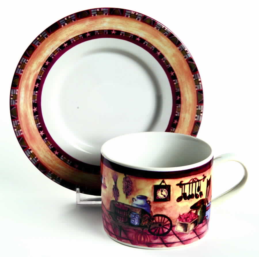 Country Cupboard Flat Cup & Saucer Set by International-1