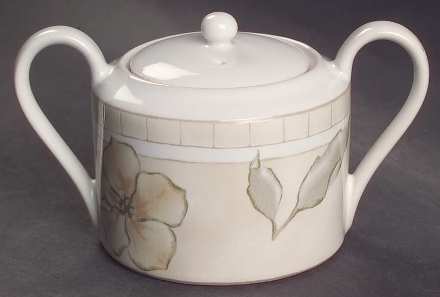 Linen Flower Sugar Bowl & Lid by Interiors (PTS)-1