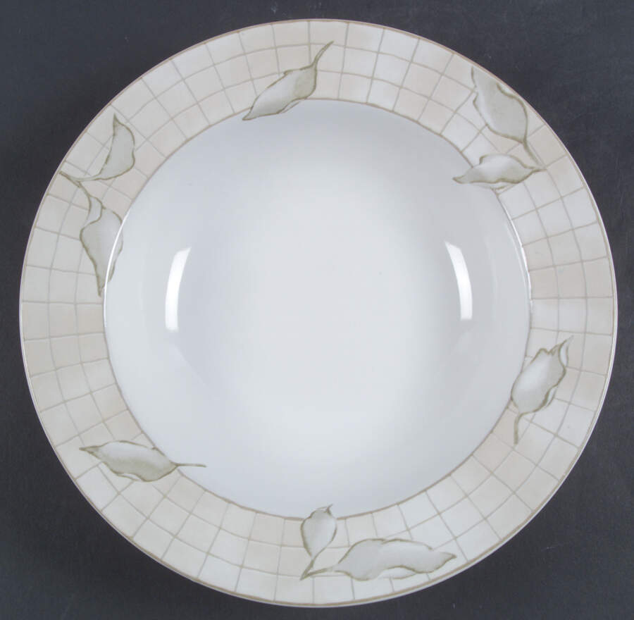 Linen Flower Large Rim Soup Bowl by Interiors (PTS)-1