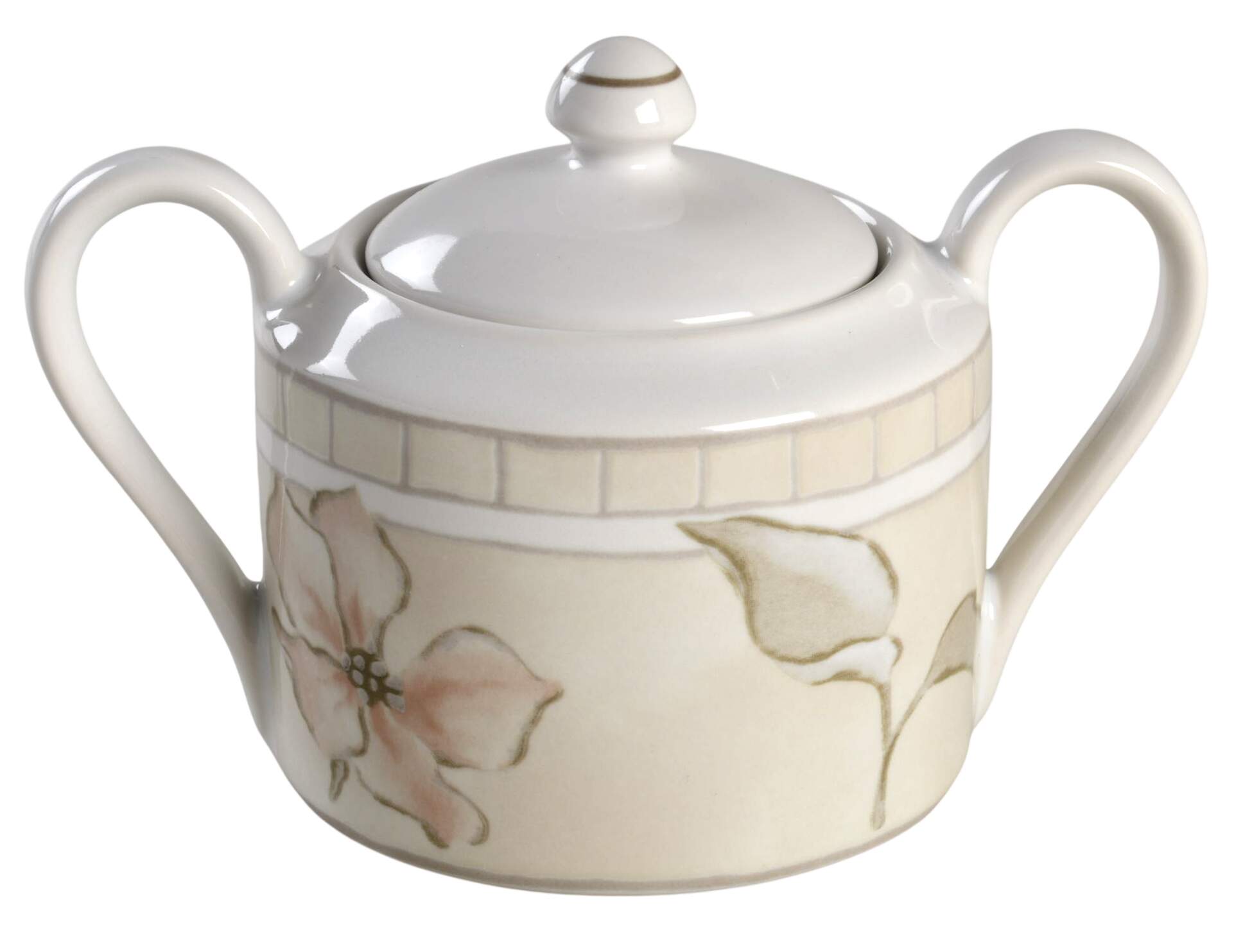Linen Flower Sugar Bowl & Lid by Interiors (PTS)-1