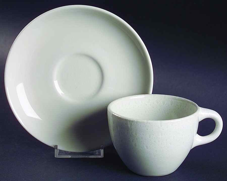 Casual White Mottled Flat Cup & Saucer Set by Iroquois-1