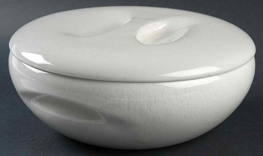 Casual White Mottled 2 Qt Covered Casserole with Recess Lid by Iroquois-1