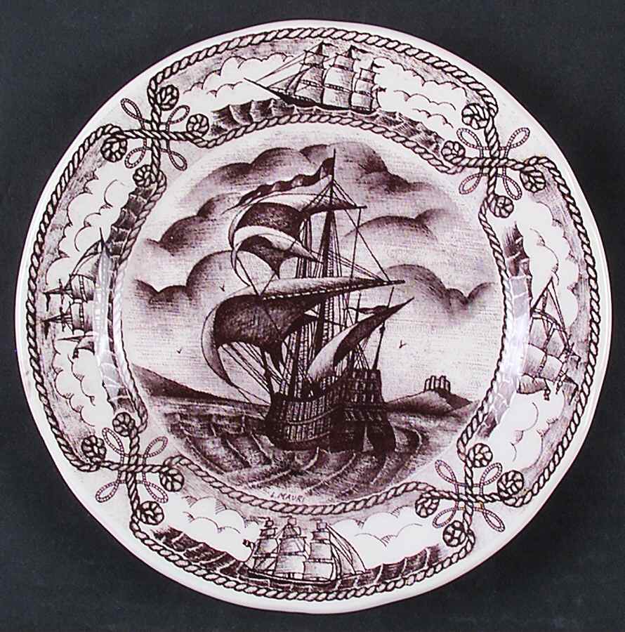 Old Sail Vessels Salad Plate by Italy-1