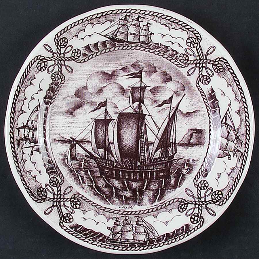 Old Sail Vessels Salad Plate by Italy-1