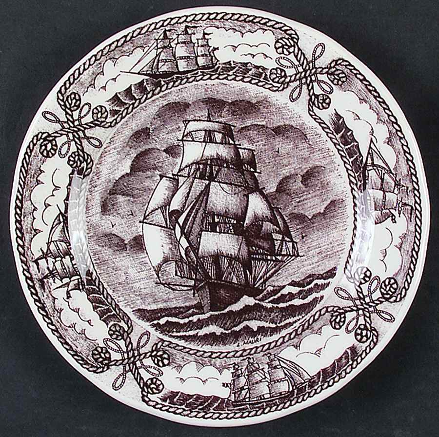Old Sail Vessels Salad Plate by Italy-1