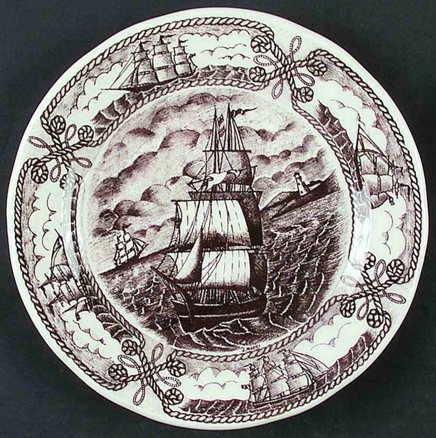 Old Sail Vessels Salad Plate by Italy-1