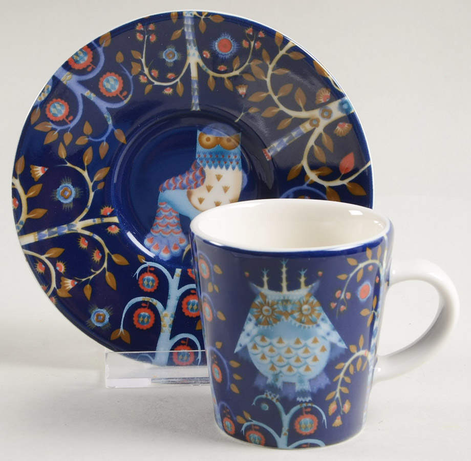 Taika Blue Espresso Cup and Saucer Set by Iittala-1