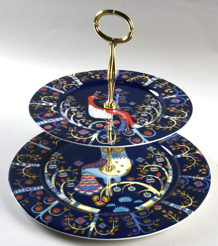 Taika Blue 6 5/8"-10"  2 Tiered Serving Tray (Dp, Sp) HC by Iittala-1