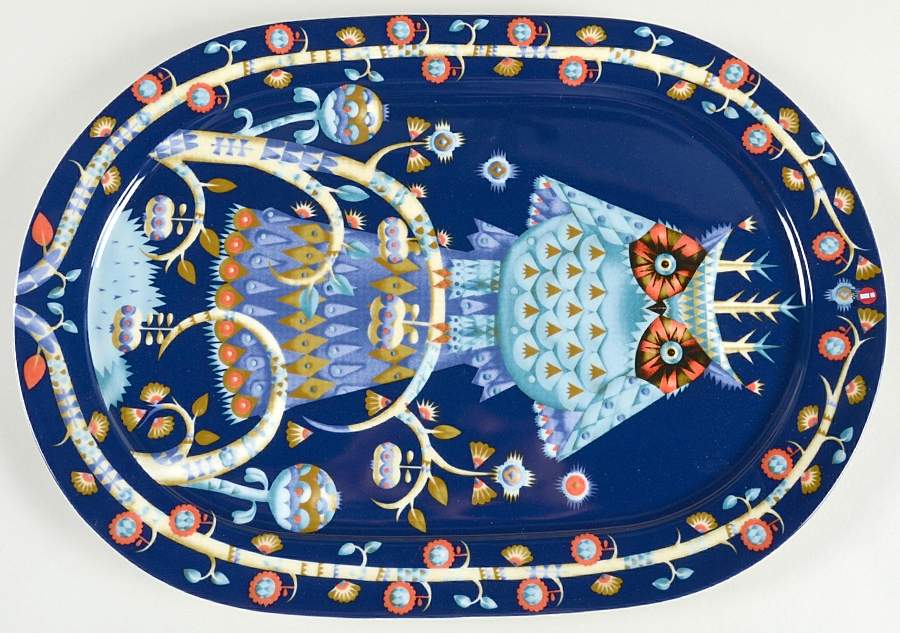 Taika Blue 16" Oval Serving Platter by Iittala-1