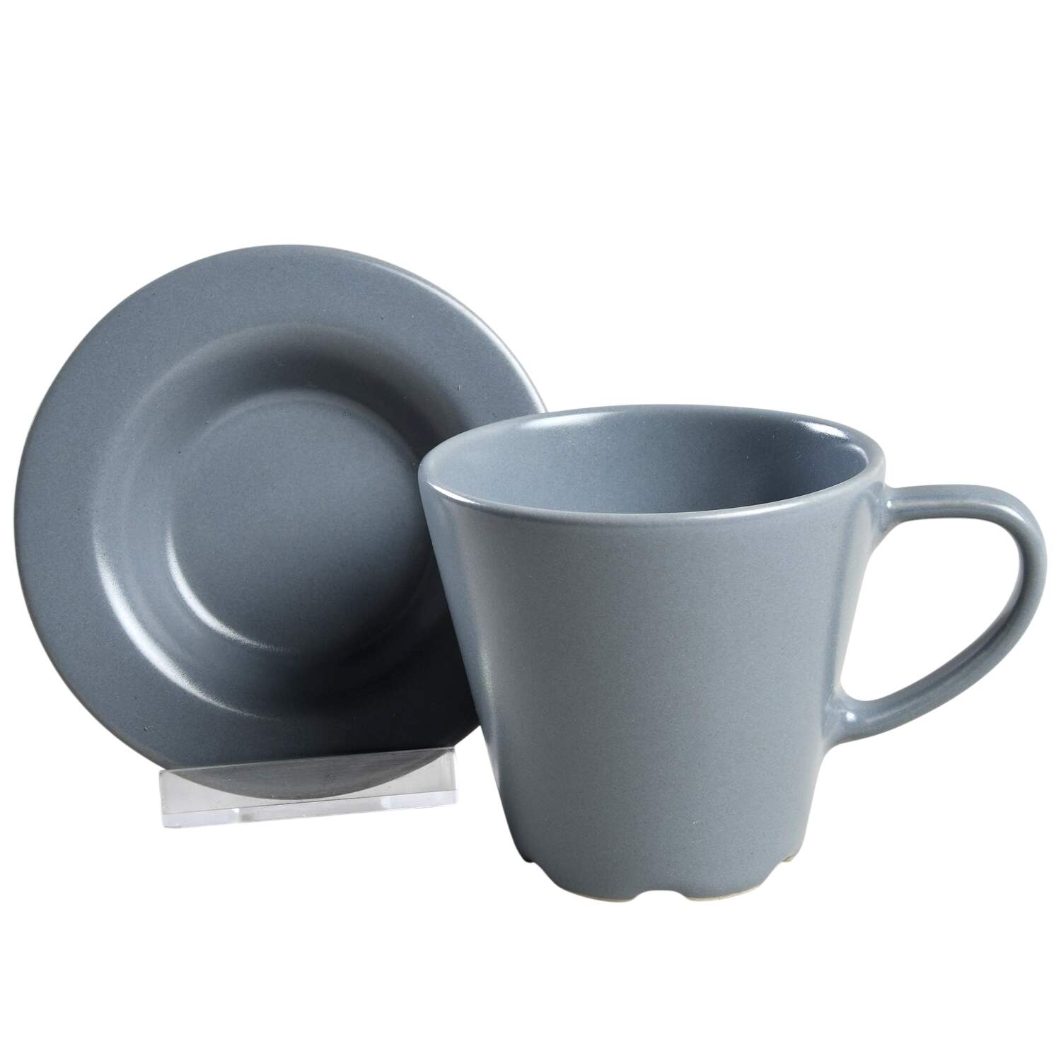 Dinera Gray Flat Cup & Saucer Set by Ikea China-1