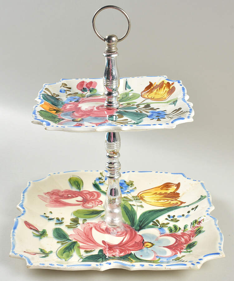 ITY243 2 Tiered Serving Tray (Square Dinner&Salad Plate) by Italy-1