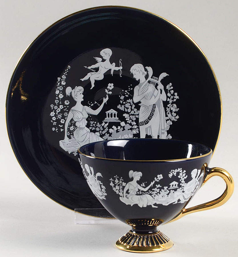 Florentine Footed Cup & Saucer Set by Italy-1