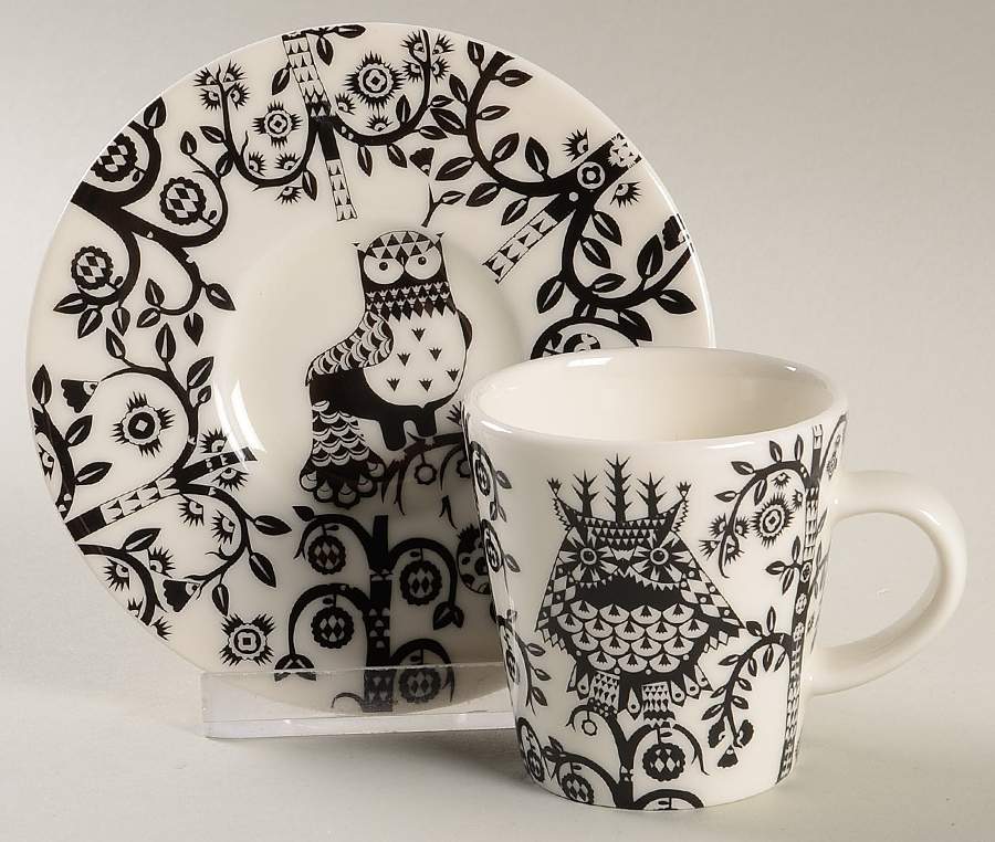 Taika Black Espresso Cup and Saucer Set by Iittala-1