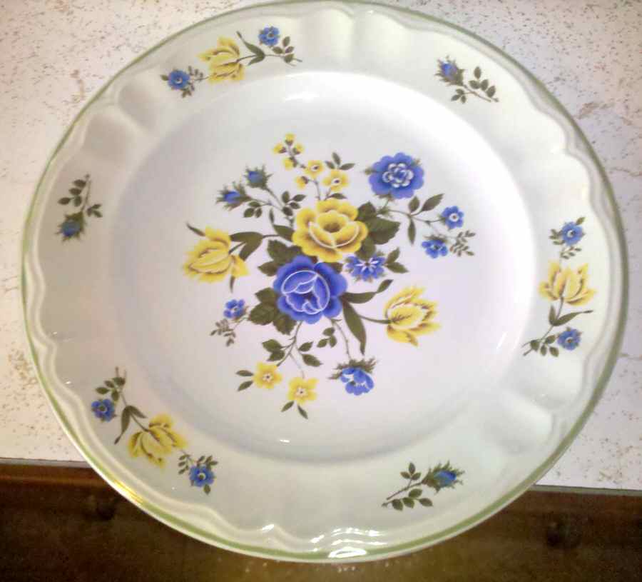 Corsage (S1029, Green Trim) 12" Chop Plate (Round Platter) by International-1