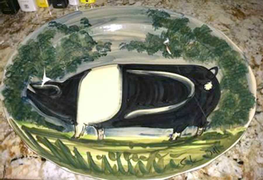 Farmyard 18" Oval Serving Platter by Iden Pottery-1