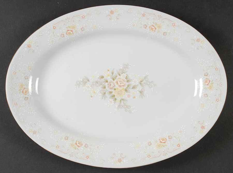Promise (Gold Trim) 13" Oval Serving Platter by International-1
