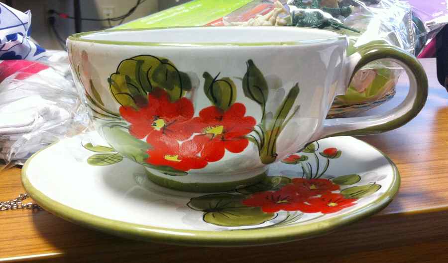 Tl137 Footed Cup & Saucer Set by Italy-1