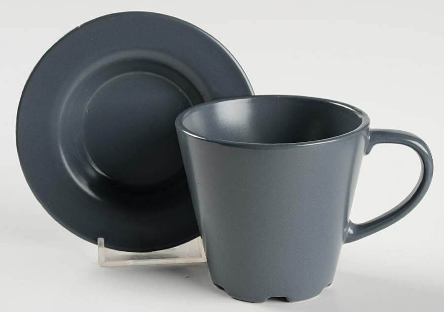 Dinera Dark Gray Flat Cup & Saucer Set by Ikea China-1