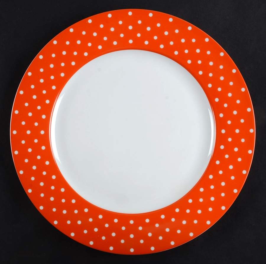 Dot Luxe Orange Dinner Plate by Isaac Mizrahi-1