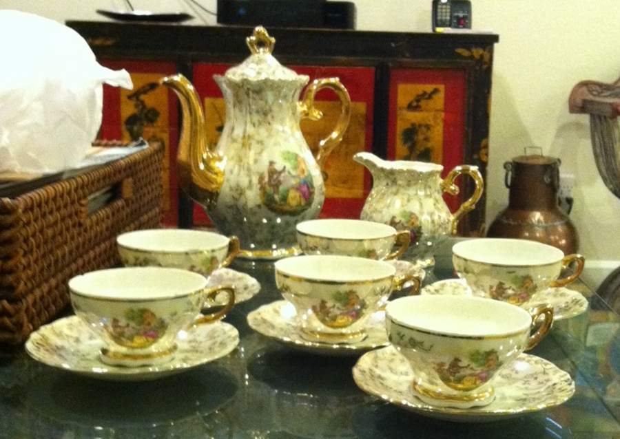 ITY392 Footed Cup & Saucer Set by Italy-1