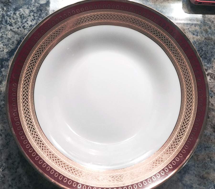 Italian Design Maroon Rim Soup Bowl by Imperial Fine China-1