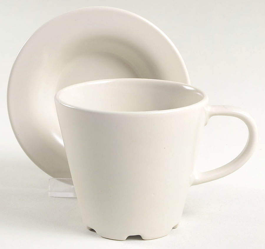 Dinera Beige (Ivory) Flat Cup & Saucer Set by Ikea China-1