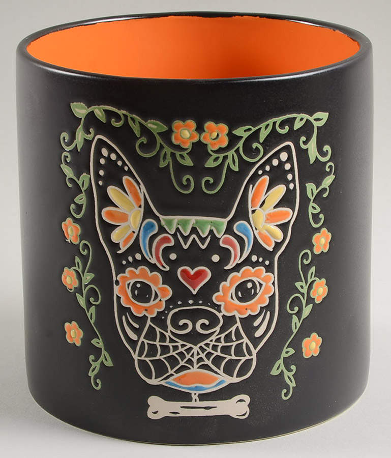 Calvin Sugar Skull-Day of the Dead 5" Canister No Lid by In Homestylez-1