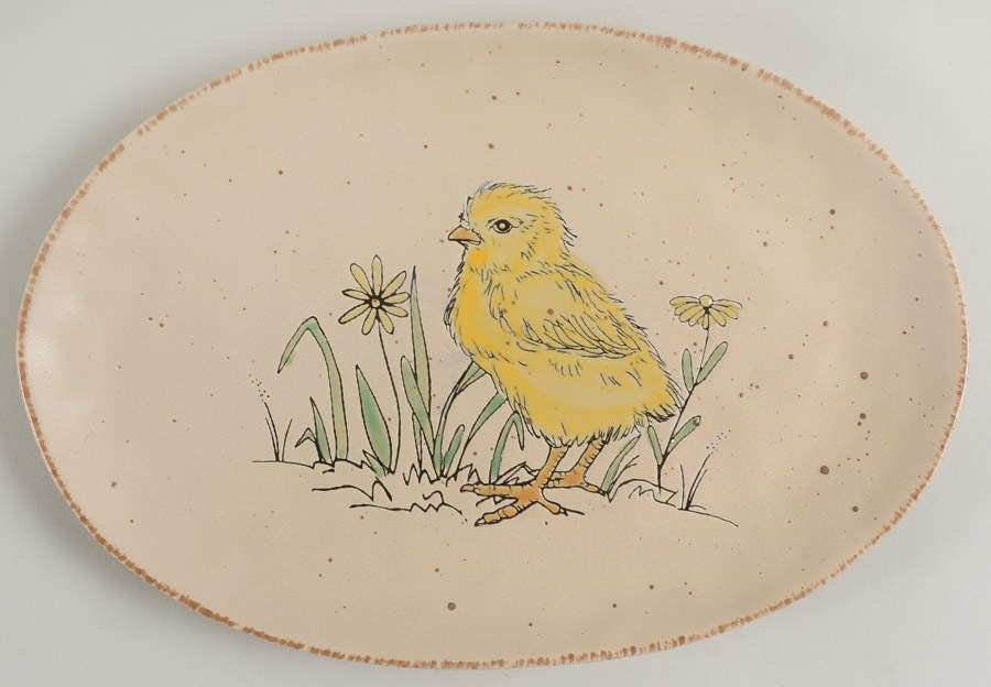 Chickadee Spring 12" Oval Serving Platter by In Homestylez-1