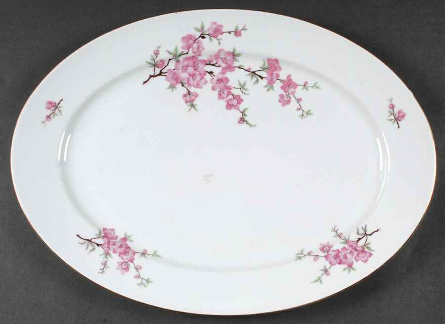 Apple Blossom 14" Oval Serving Platter by Jaeger-1