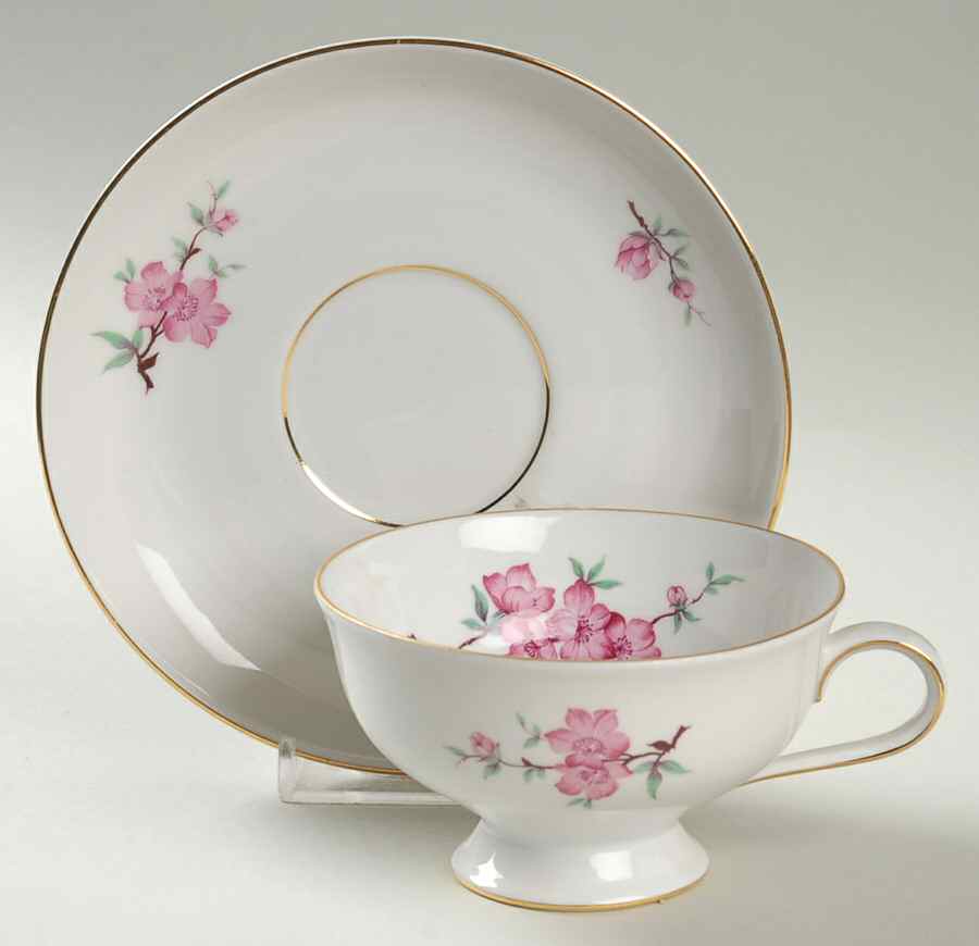 Apple Blossom Footed Cup & Saucer Set by Jaeger-1