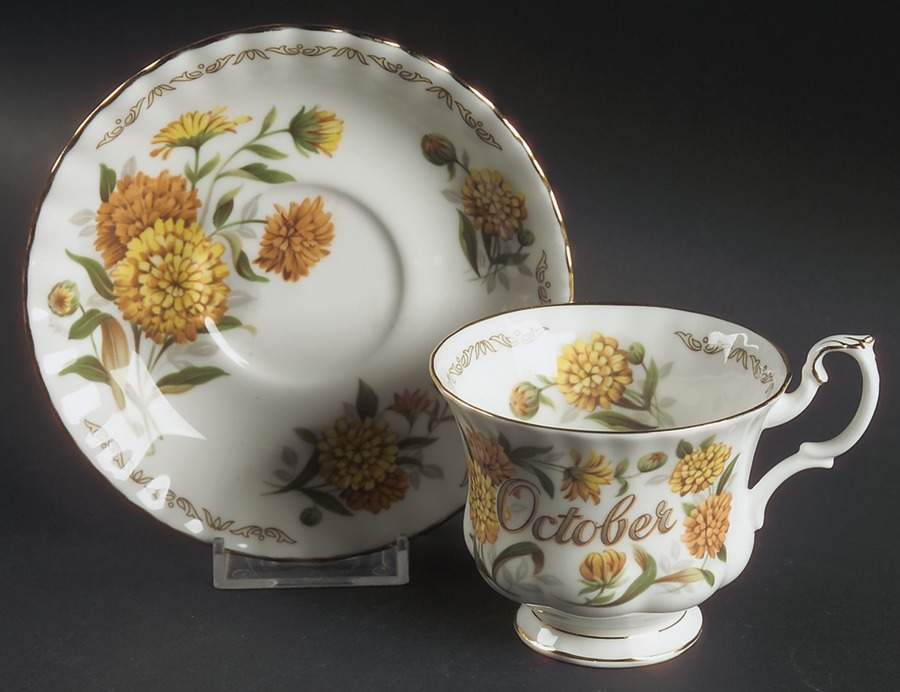 Bouquet of The Month Footed Cup & Saucer Set by Jaeger-1