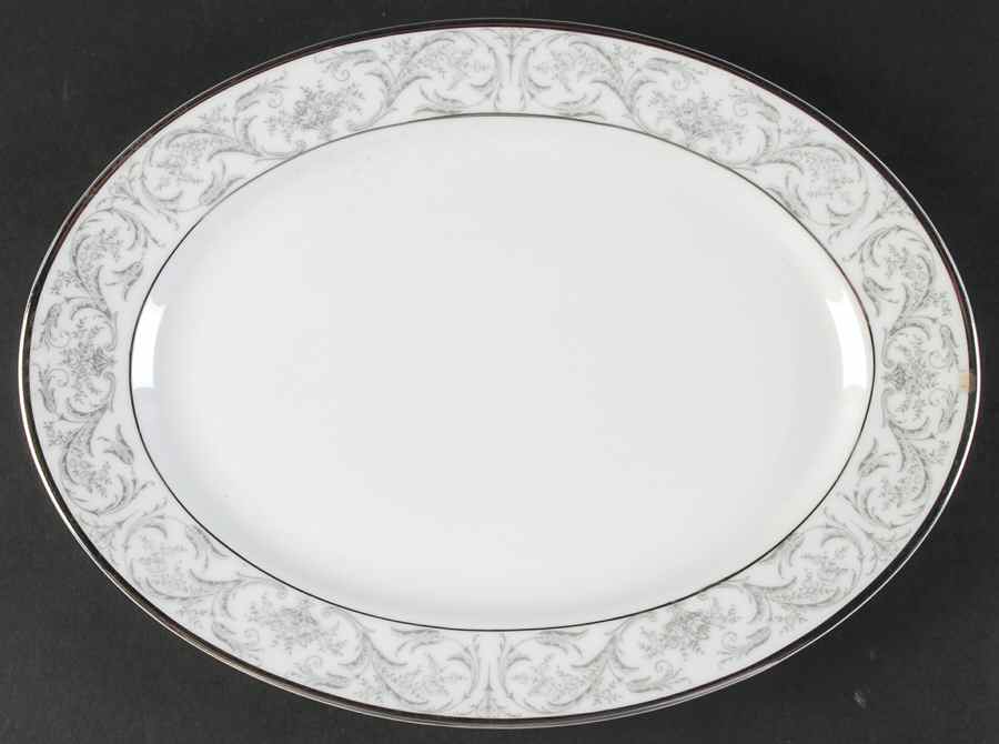Chantilly (Platinum Trim) 11" Oval Serving Platter by Jaeger-1