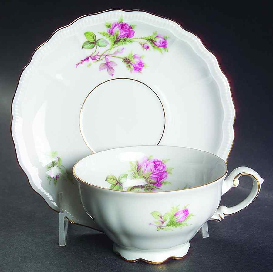 Moss Rose Footed Cup & Saucer Set by Jaeger-1