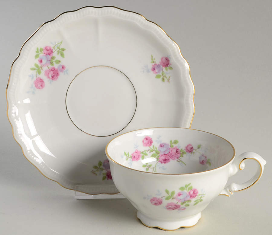 Rambler Rose Footed Cup & Saucer Set by Jaeger-1