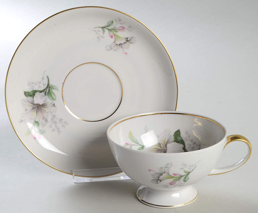 Rhododendron Footed Cup & Saucer Set by Jaeger-1