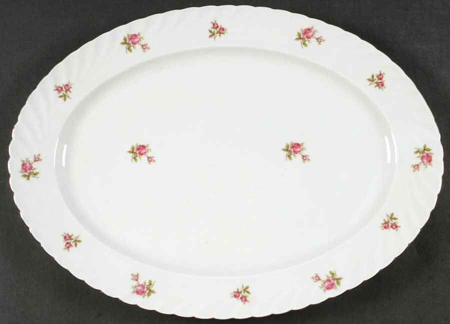 Rosemarie (Swirl Edge, Platinum Trim) 14" Oval Serving Platter by Jaeger-1