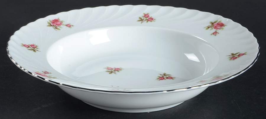 Rosemarie (Swirl Edge, Platinum Trim) Rim Soup Bowl by Jaeger-1