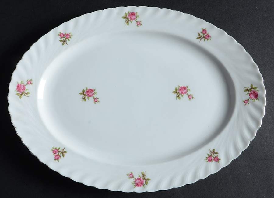Rosemarie (Swirl Edge, Platinum Trim) 11" Oval Serving Platter by Jaeger-1