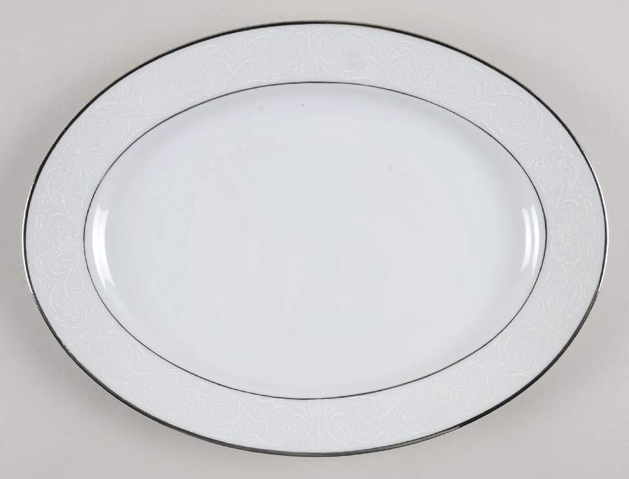 White Chantilly 10" Oval Serving Platter by Jaeger-1