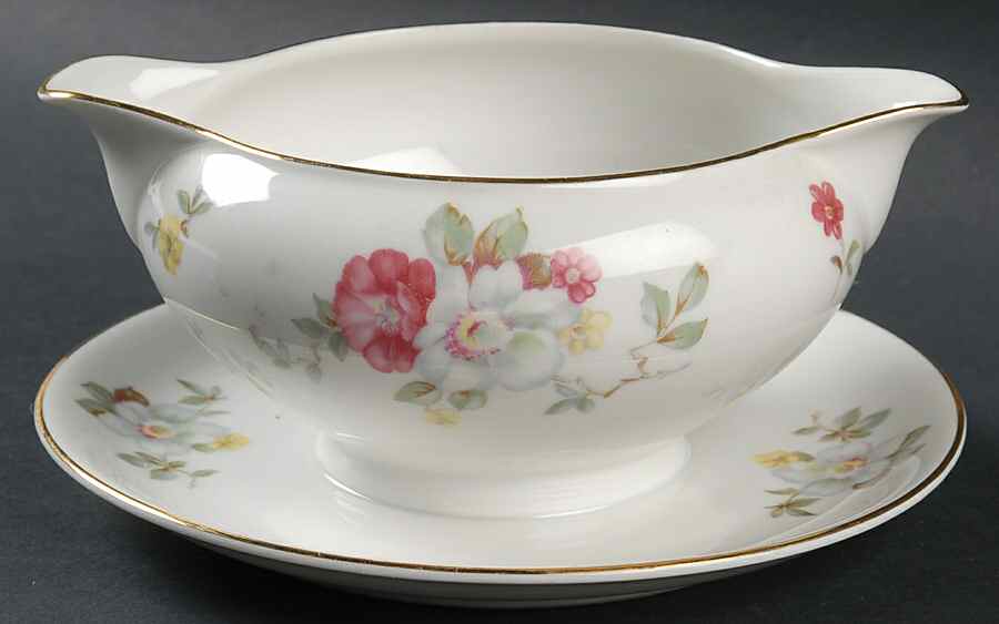 Wild Rose Gravy Boat with Attached Underplate by Jaeger-1