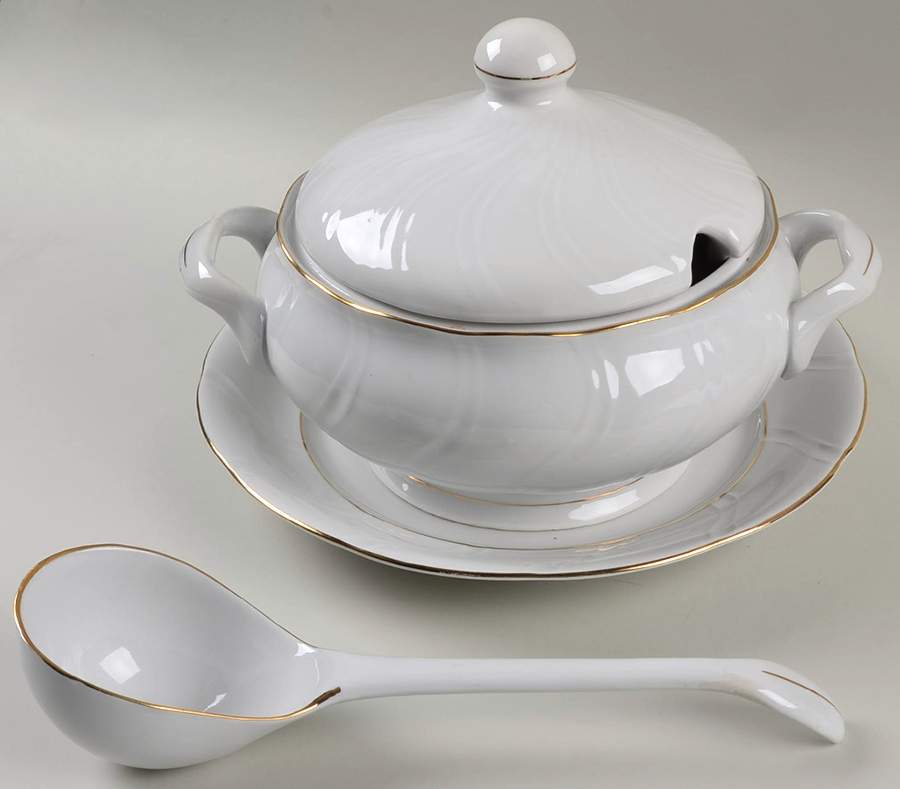 Allegro Tureen & Lid w/Ladle & Underplate by Jamestown-1
