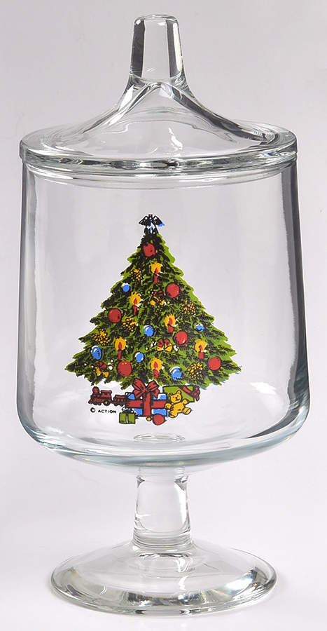 Christmas Treasure Glassware Candy Jar & Lid by Jamestown-1